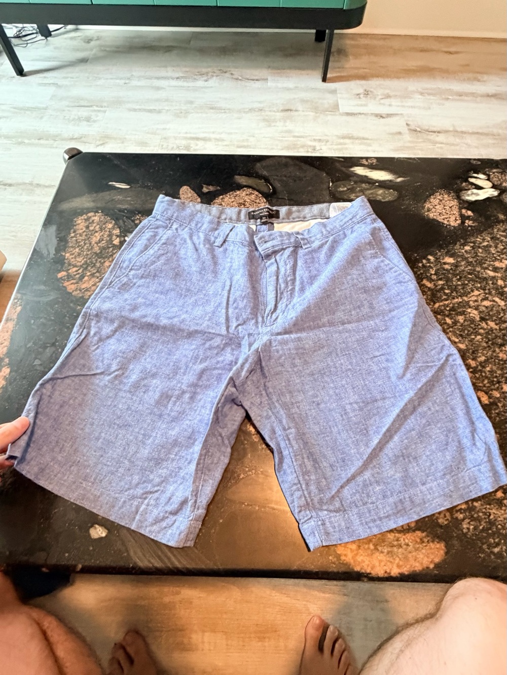 Banana Republic Light Blue Chambray Flat-Front Men's Shorts
